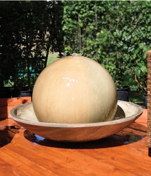 Ball & Wok Modern Fountain Large Basin Water Flowing down Ball
